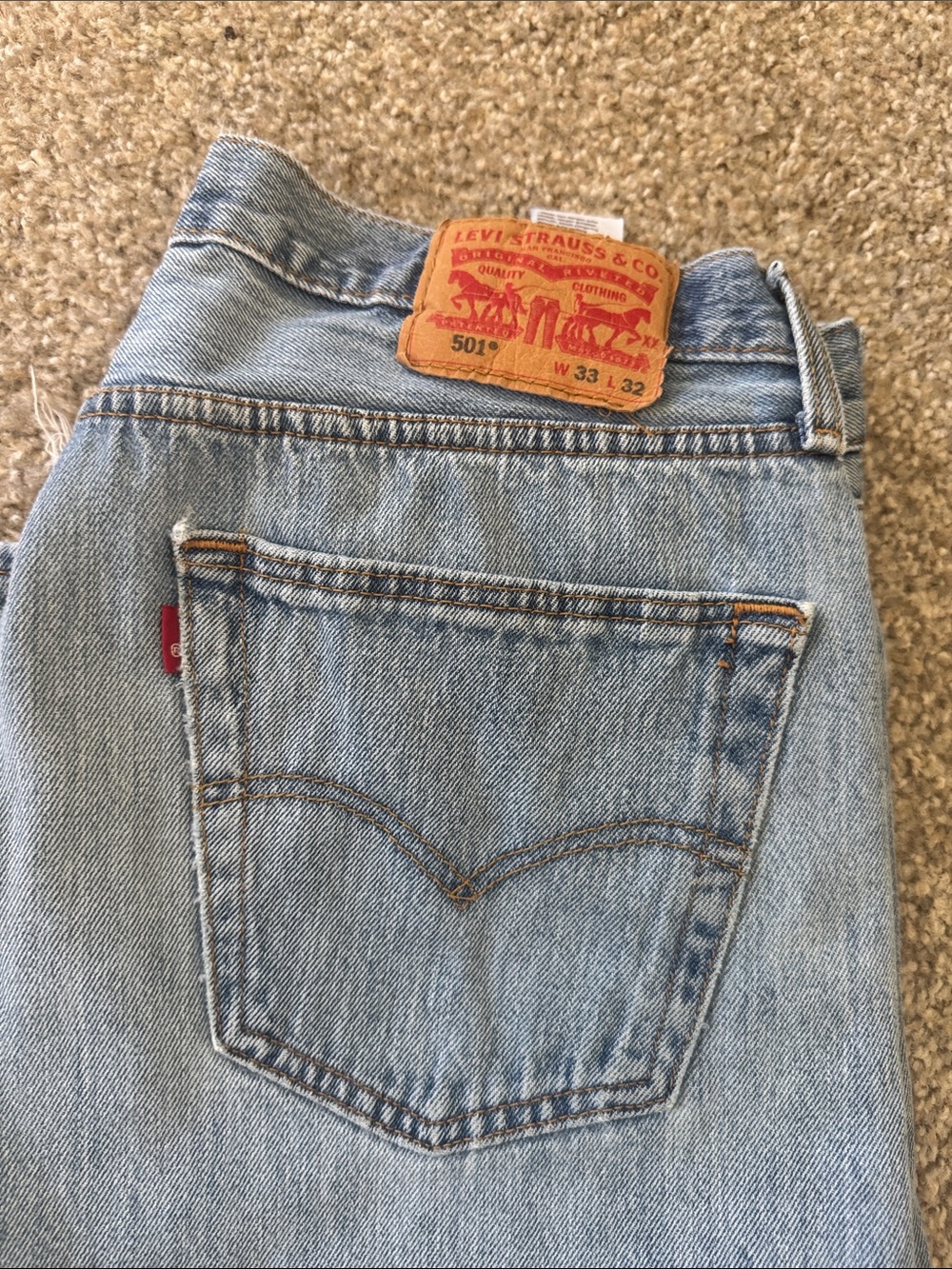 Levi's men’s Straight Leg Light Blue Denim Jeans with Signature Patch